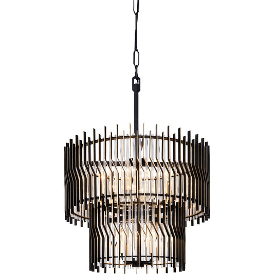 Park Row 2-Tier Chandelier by Varaluz in matte black, french gold. Made from unique in a unique style.