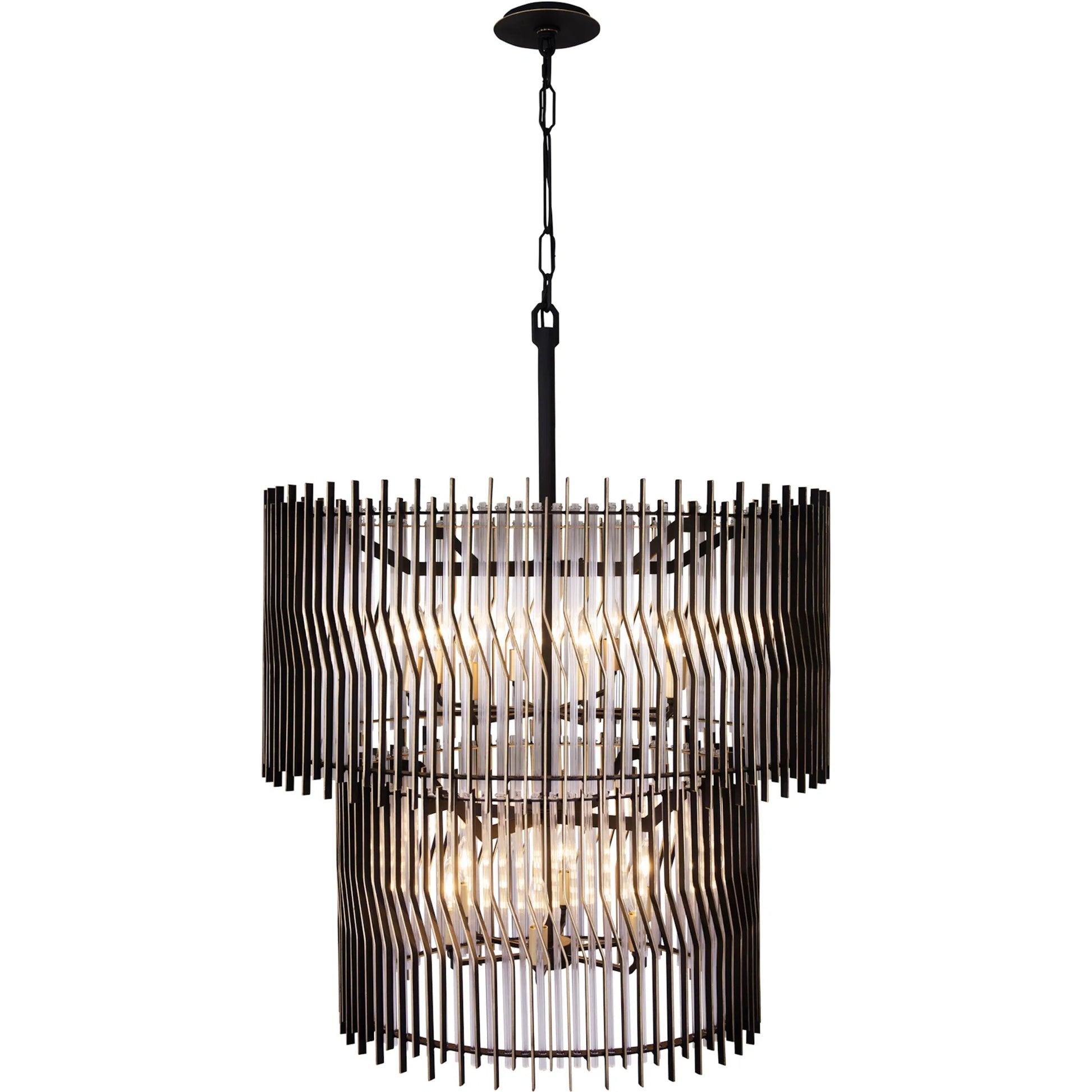 Park Row 2-Tier Chandelier by Varaluz in matte black, french gold. Made from unique in a modern style.