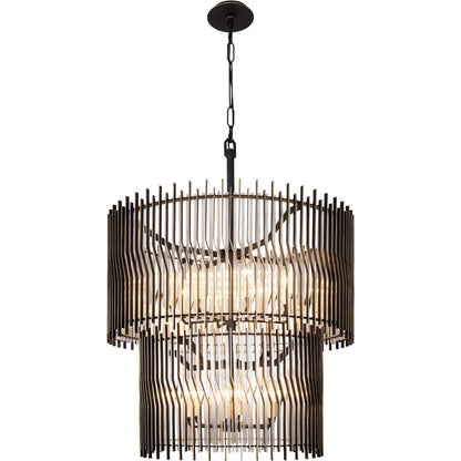 Park Row 2-Tier Chandelier by Varaluz in matte black, french gold. Made from unique in a modern style.