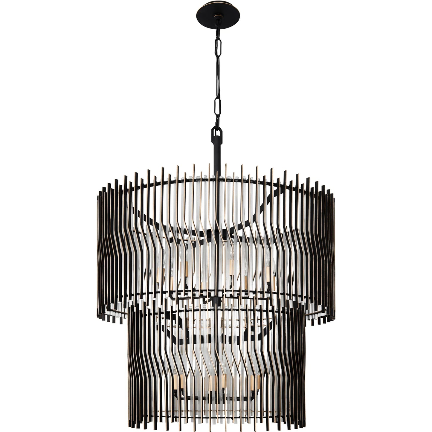 005 SI-2445114 | Additional Silo | Park Row 2-Tier Chandelier by Varaluz in matte black, french gold. Made from unique in a modern style.