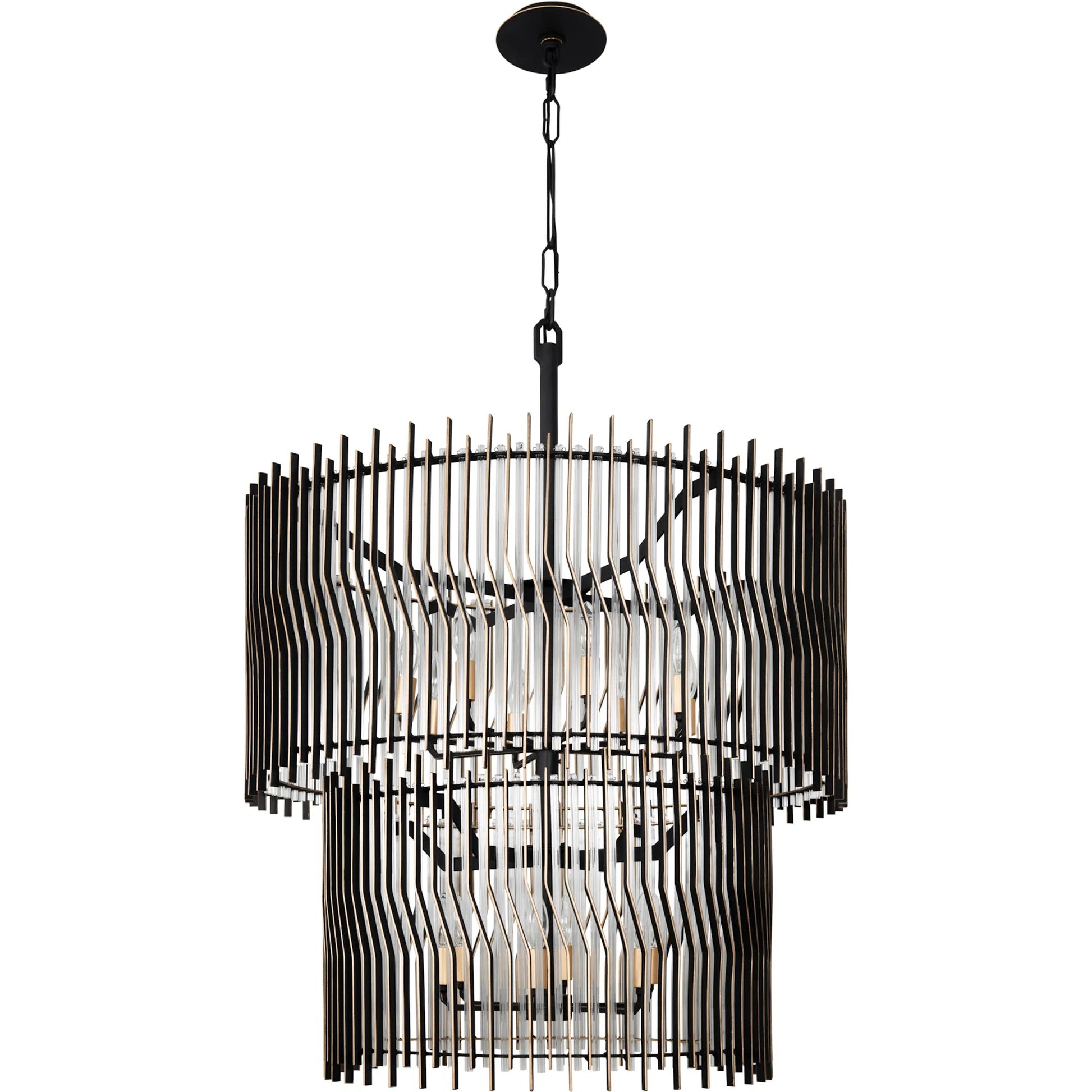 Park Row 2-Tier Chandelier by Varaluz in matte black, french gold. Made from unique in a modern style.