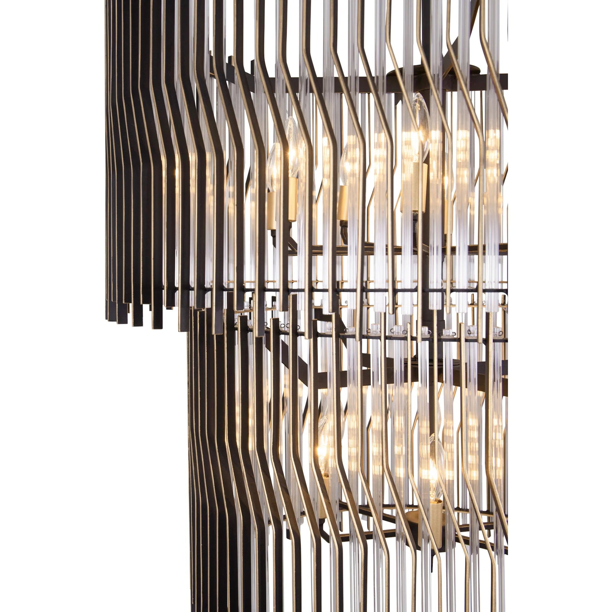 Park Row 2-Tier Chandelier by Varaluz in matte black, french gold. Made from unique in a modern style.