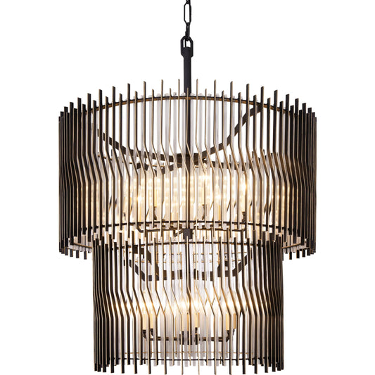 Park Row 2-Tier Chandelier by Varaluz in matte black, french gold. Made from unique in a unique style.