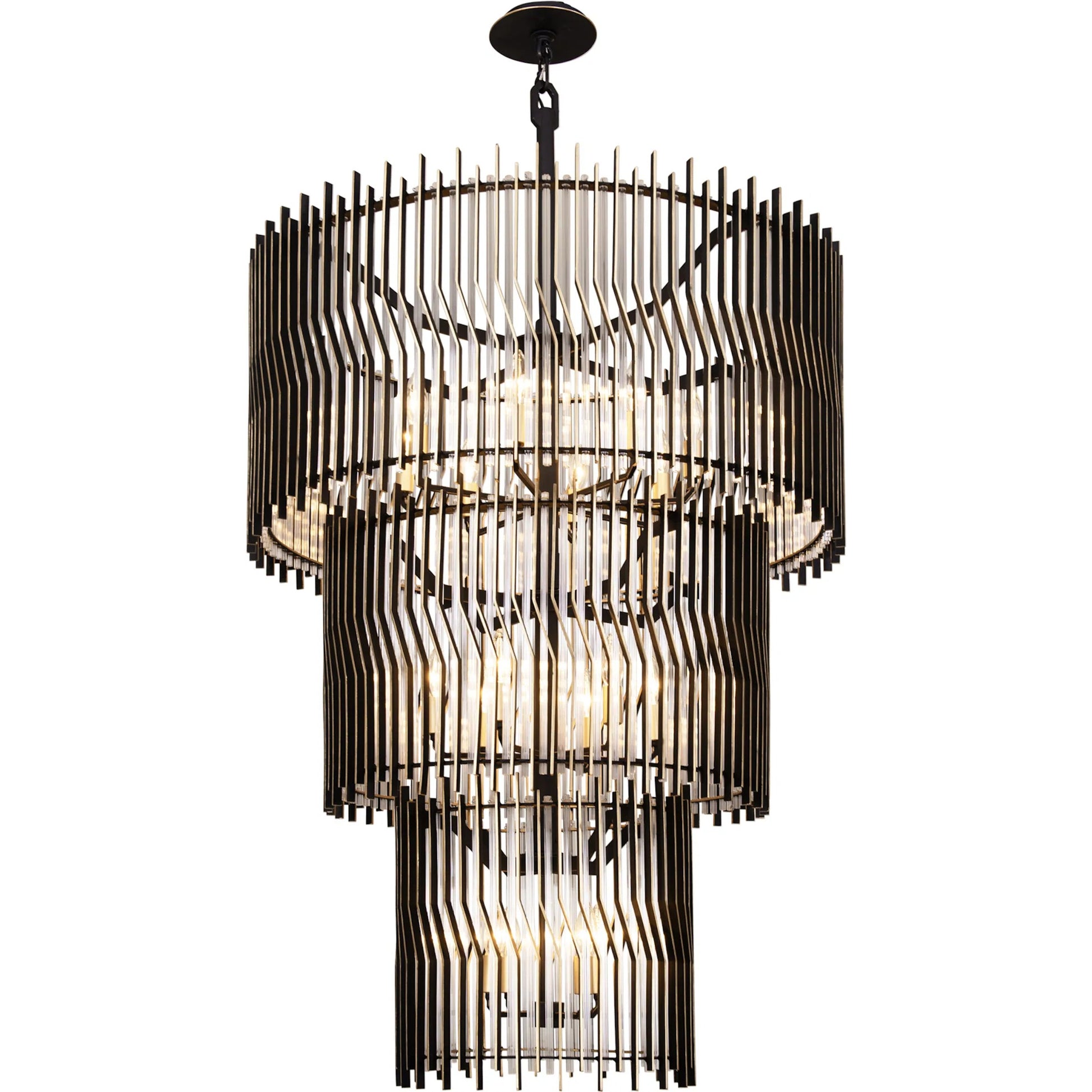 Park Row 3-Tier Chandelier by Varaluz in matte black, french gold. Made from unique in a modern style.