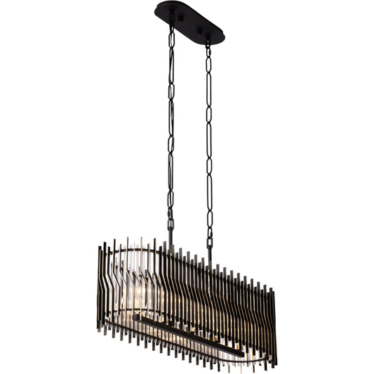Park Row Linear Pendant by Varaluz in matte black/french gold. Made from unique in a modern style.