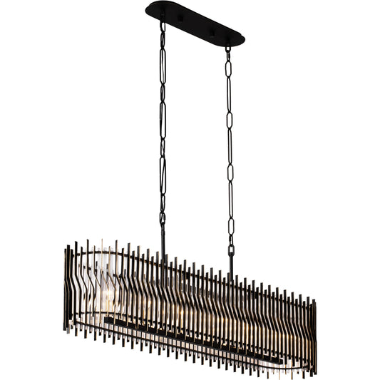 Park Row Linear Pendant by Varaluz in matte black/french gold. Made from unique in a modern style.