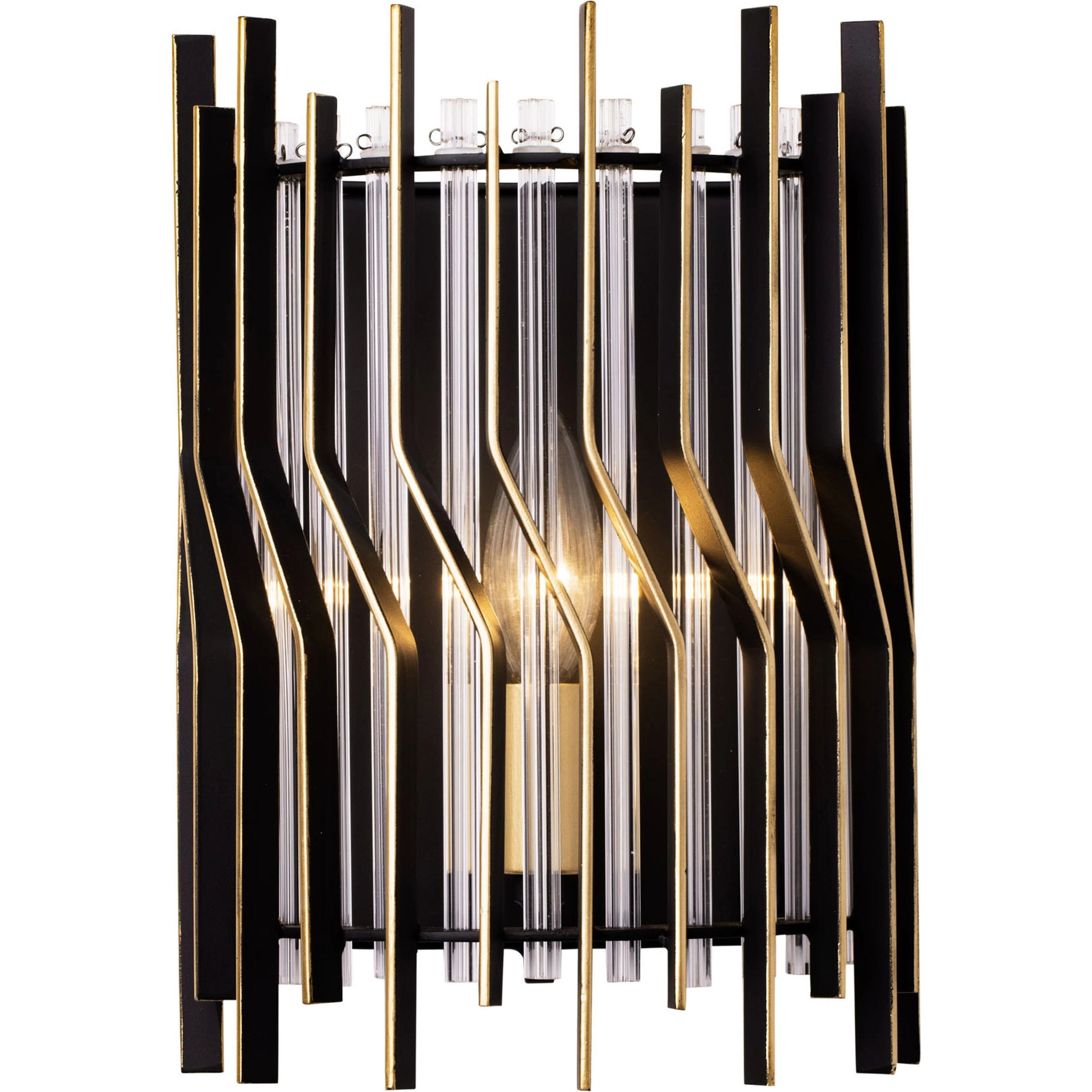 Park Row Sconce by Varaluz in matte black/french gold. Made from unique in a modern style.
