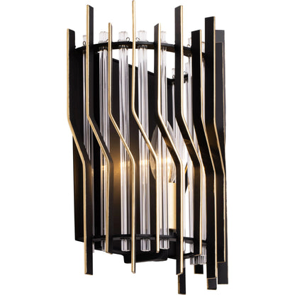Park Row Sconce by Varaluz in matte black/french gold. Made from unique in a modern style.
