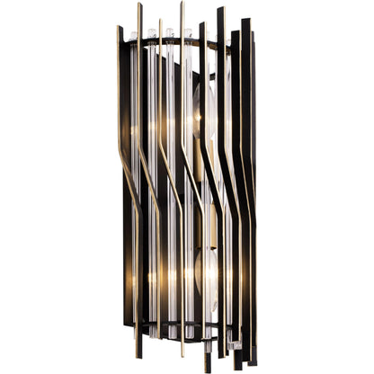 Park Row Sconce by Varaluz in matte black/french gold. Made from unique in a modern style.