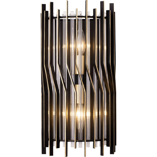 Park Row Sconce by Varaluz in matte black/french gold. Made from unique in a modern style.
