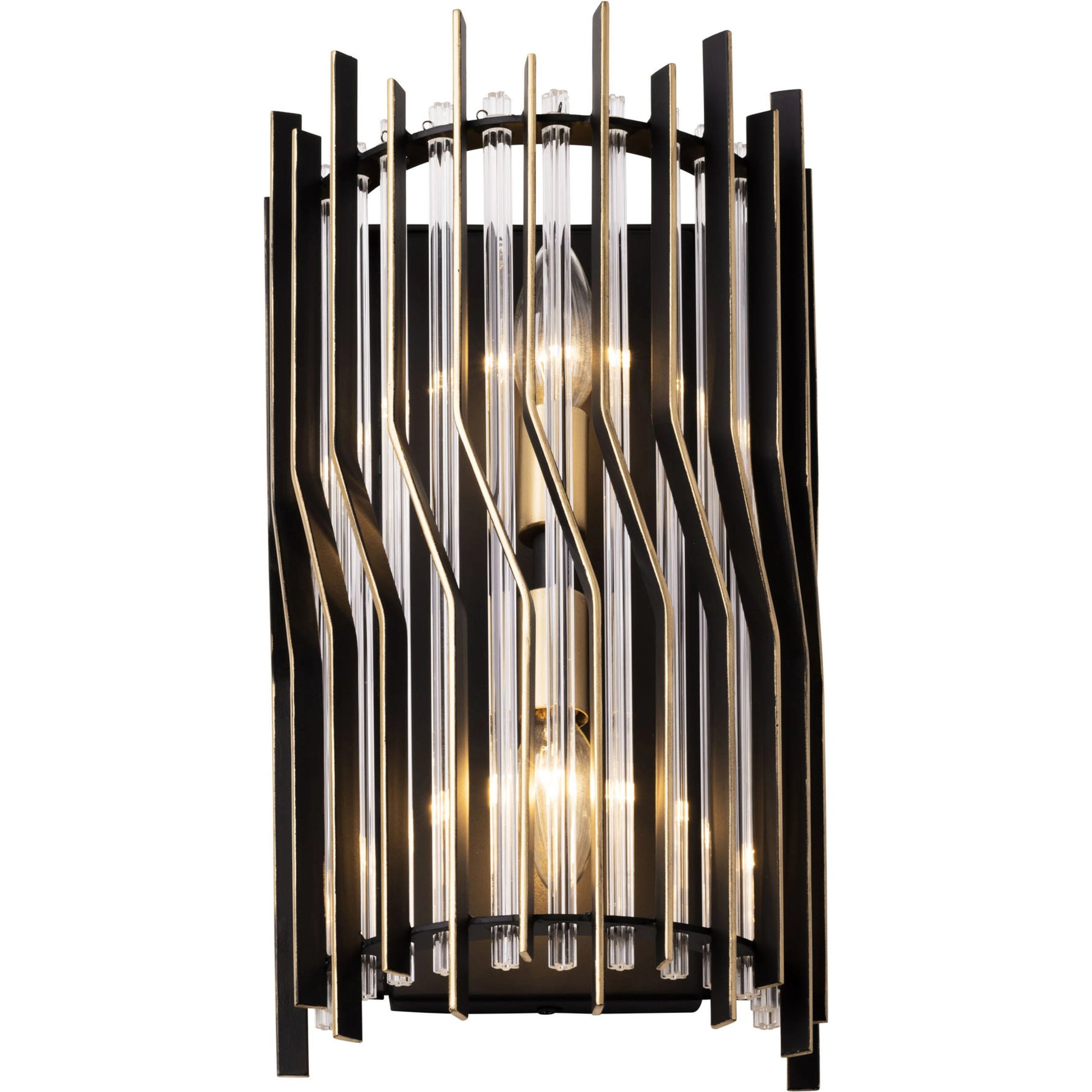 Park Row Sconce by Varaluz in matte black/french gold. Made from unique in a modern style.