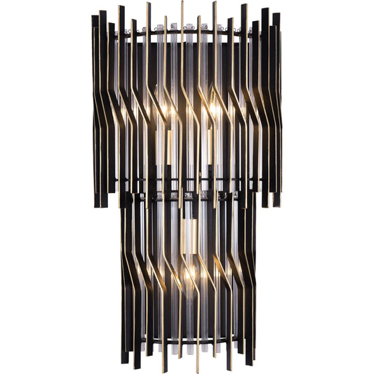 Park Row Sconce by Varaluz in matte black, french gold. Made from unique in a unique style.