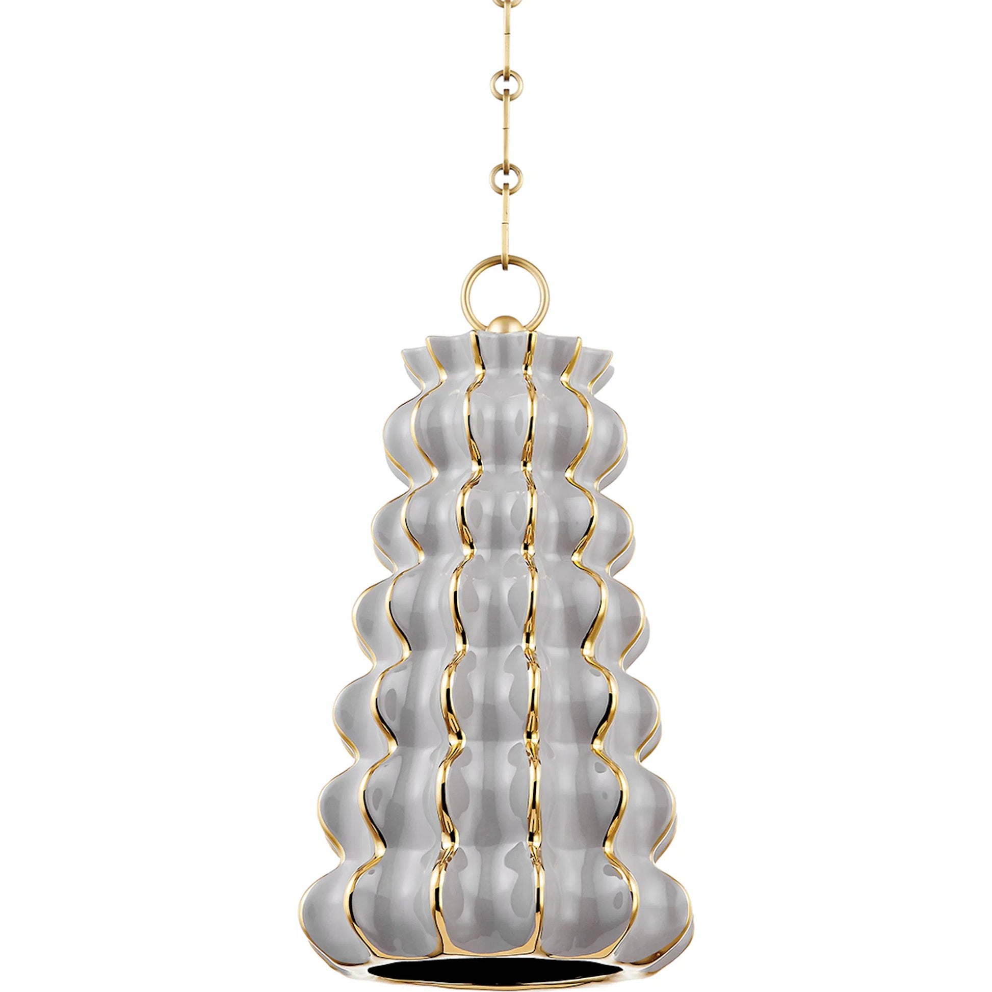 Esperanza Pendant by Corbett in ceramic gloss gray. Made from ceramic in a modern style.
