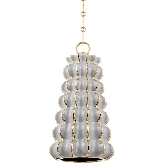 Esperanza Pendant by Corbett in ceramic gloss gray. Made from ceramic in a modern style.