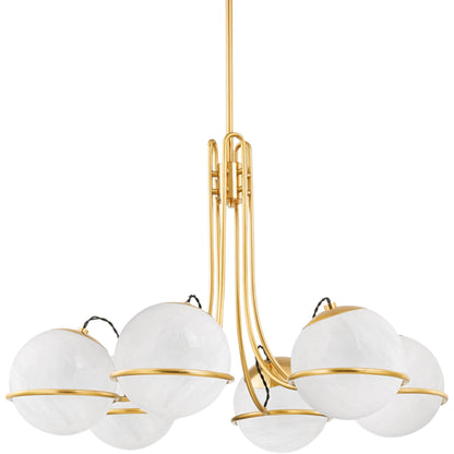 Hingham Chandelier by Hudson Valley in aged brass. Made from steel in a modern style.