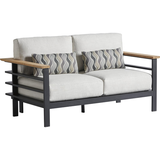 South Beach Loveseat by Tommy Bahama Outdoor in light gray. Made from unique in a modern style.