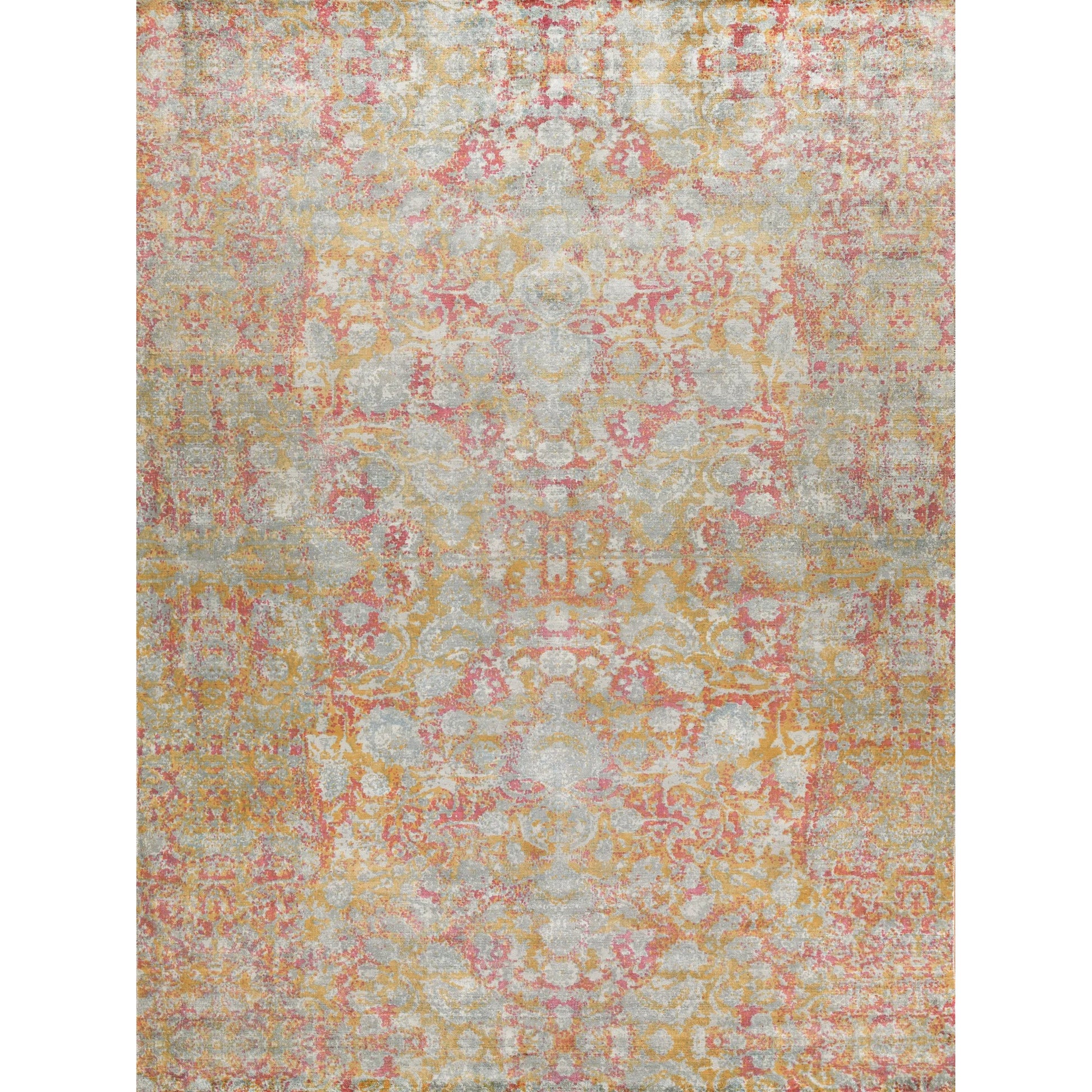 Antolini 3942 Rug by Exquisite Rugs in green, rust. Made from bamboo silk in a unique style.