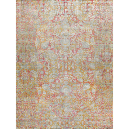 Antolini 3942 Rug by Exquisite Rugs in green, rust. Made from bamboo silk in a unique style.