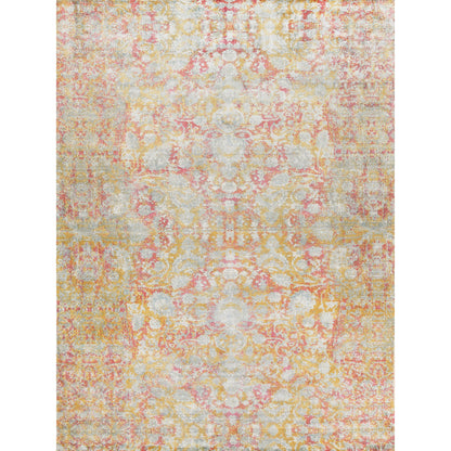 Antolini 3942 Rug by Exquisite Rugs in green, rust. Made from bamboo silk in a unique style.