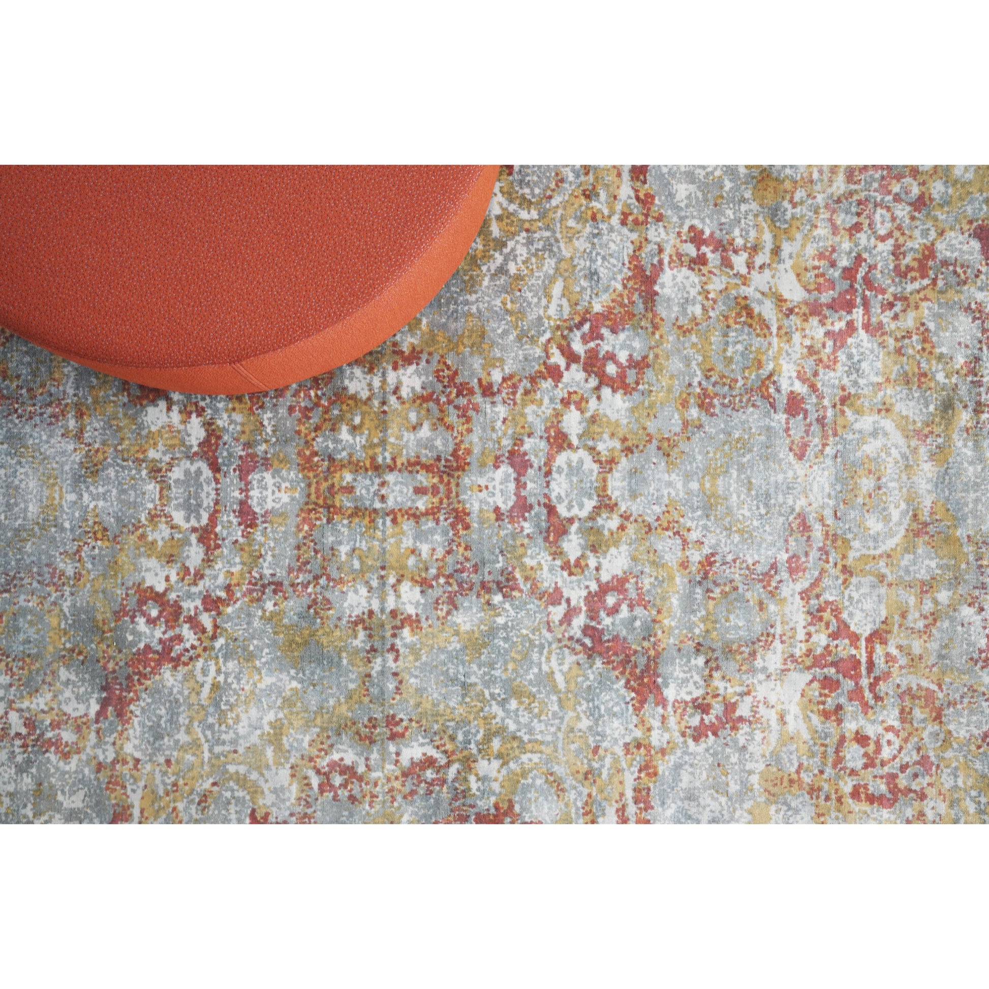 Antolini 3942 Rug by Exquisite Rugs in green, rust. Made from bamboo silk in a unique style.