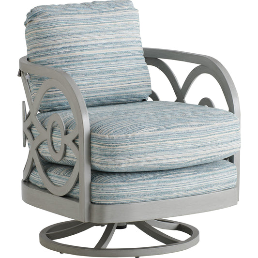 001 SI-1770904 | Additional Silo | Silver Sands Swivel Chair by Tommy Bahama Outdoor in gray oyster shell. Made from unique in a coastal style.