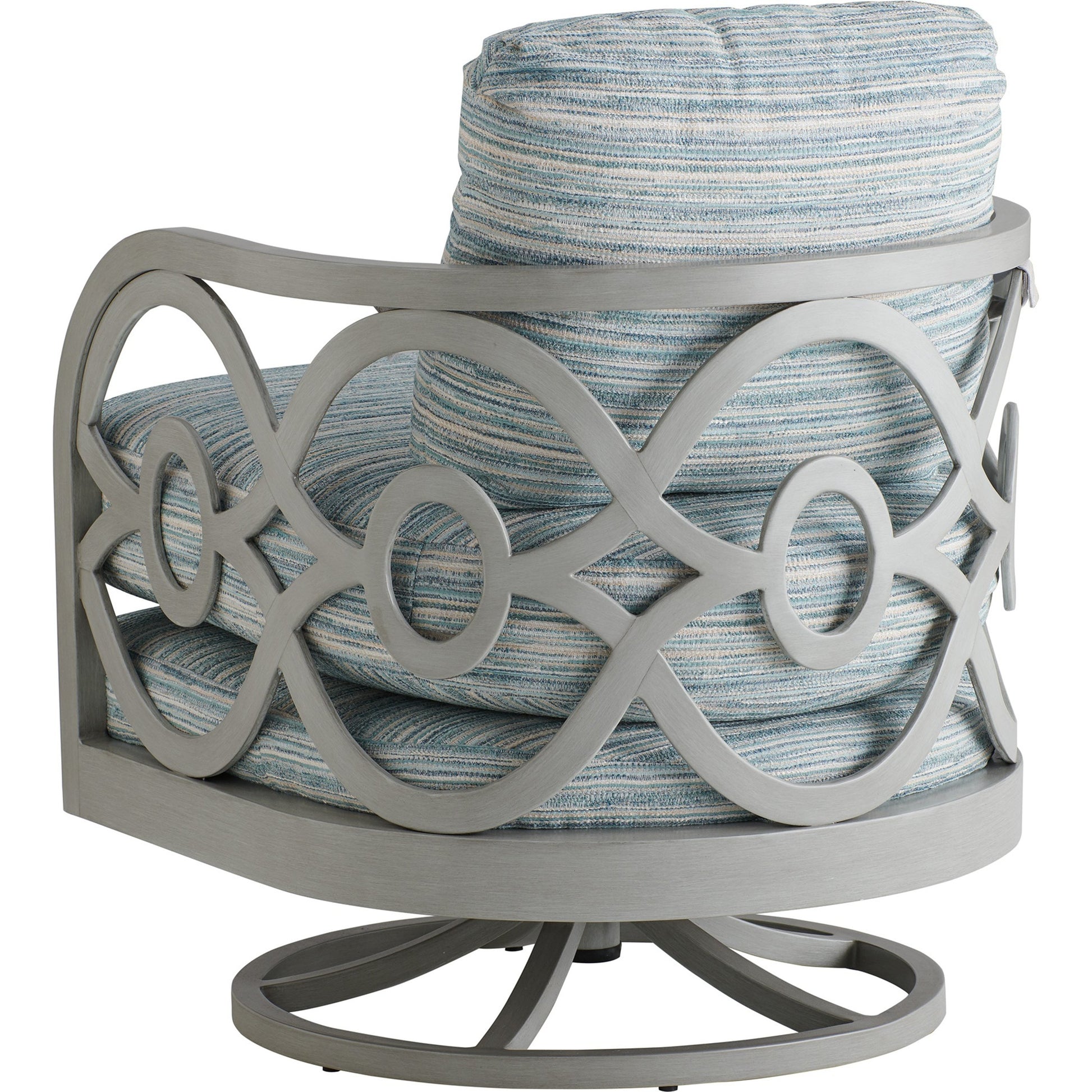 Silver Sands Swivel Chair by Tommy Bahama Outdoor in gray oyster shell. Made from unique in a coastal style.