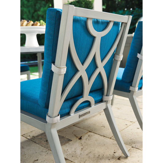 Silver Sands Dining Chair by Tommy Bahama Outdoor in gray oyster shell. Made from unique in a coastal style.