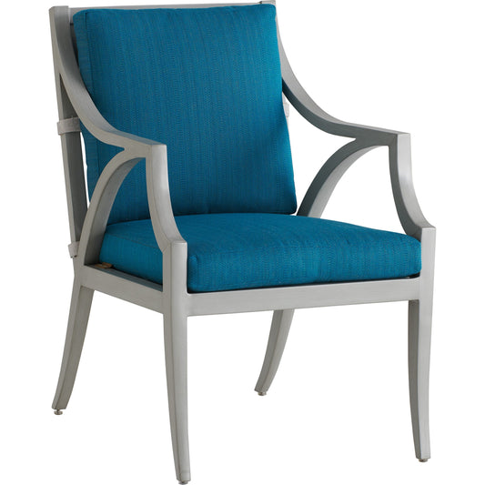 Silver Sands Dining Arm Chair by Tommy Bahama Outdoor in gray oyster shell. Made from unique in a coastal style.
