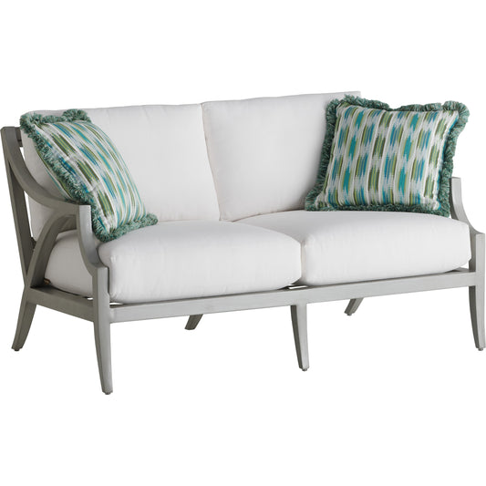 001 SI-1770903 | Additional Silo | Silver Sands Loveseat by Tommy Bahama Outdoor in gray oyster shell. Made from unique in a coastal style.