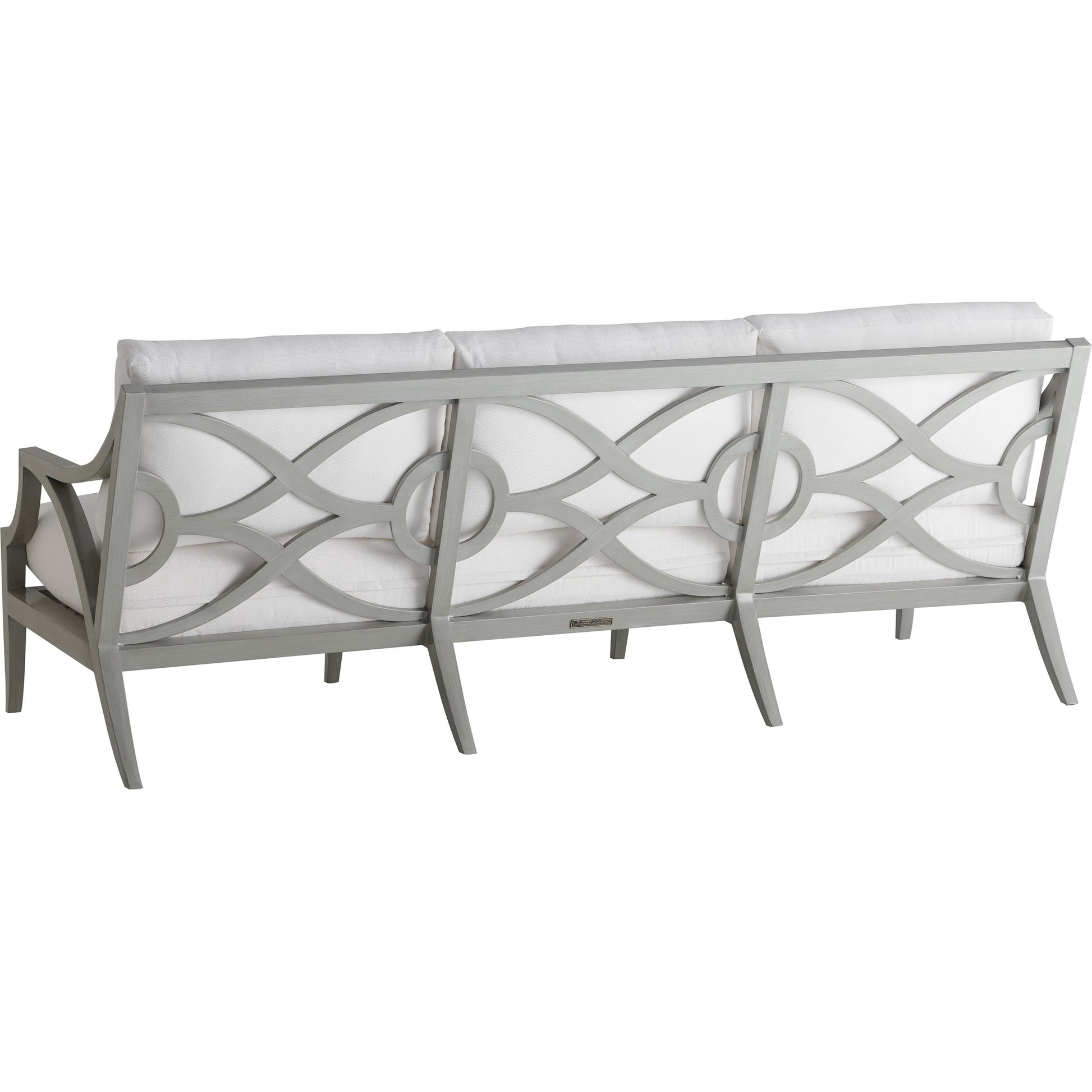 Silver Sands Sofa by Tommy Bahama Outdoor in gray oyster shell. Made from unique in a transitional style.