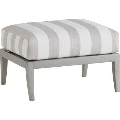 Silver Sands Ottoman by Tommy Bahama Outdoor in gray oyster shell. Made from unique in a coastal style.