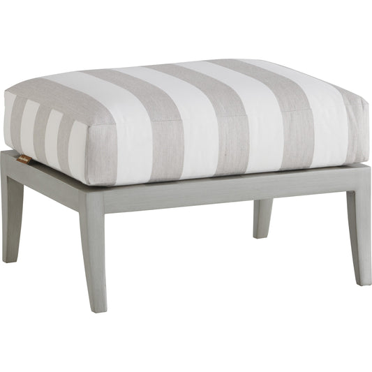 Silver Sands Ottoman by Tommy Bahama Outdoor in gray oyster shell. Made from unique in a coastal style.