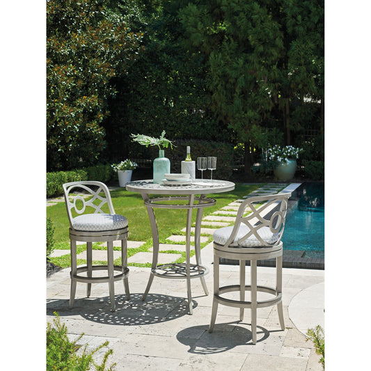 Silver Sands Adjustable Bistro Table by Tommy Bahama Outdoor in gray oyster shell. Made from unique in a transitional style.
