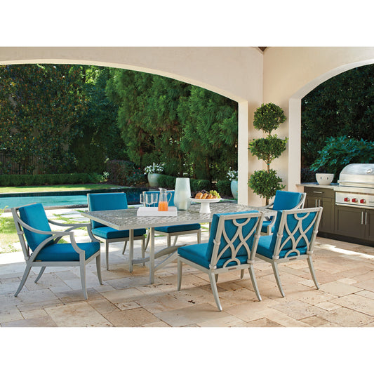 Silver Sands Dining Table by Tommy Bahama Outdoor in gray oyster shell. Made from unique in a modern style.
