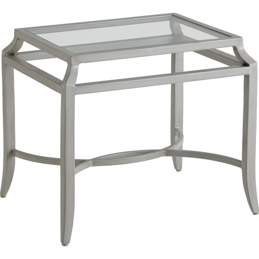 001 SI-1770909 | Additional Silo | Silver Sands End Table by Tommy Bahama Outdoor in gray oyster shell. Made from unique in a transitional style.