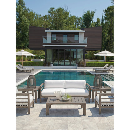 La Jolla Sofa by Tommy Bahama Outdoor in taupe, white and taupe-gray patina. Made from unique in a modern style.