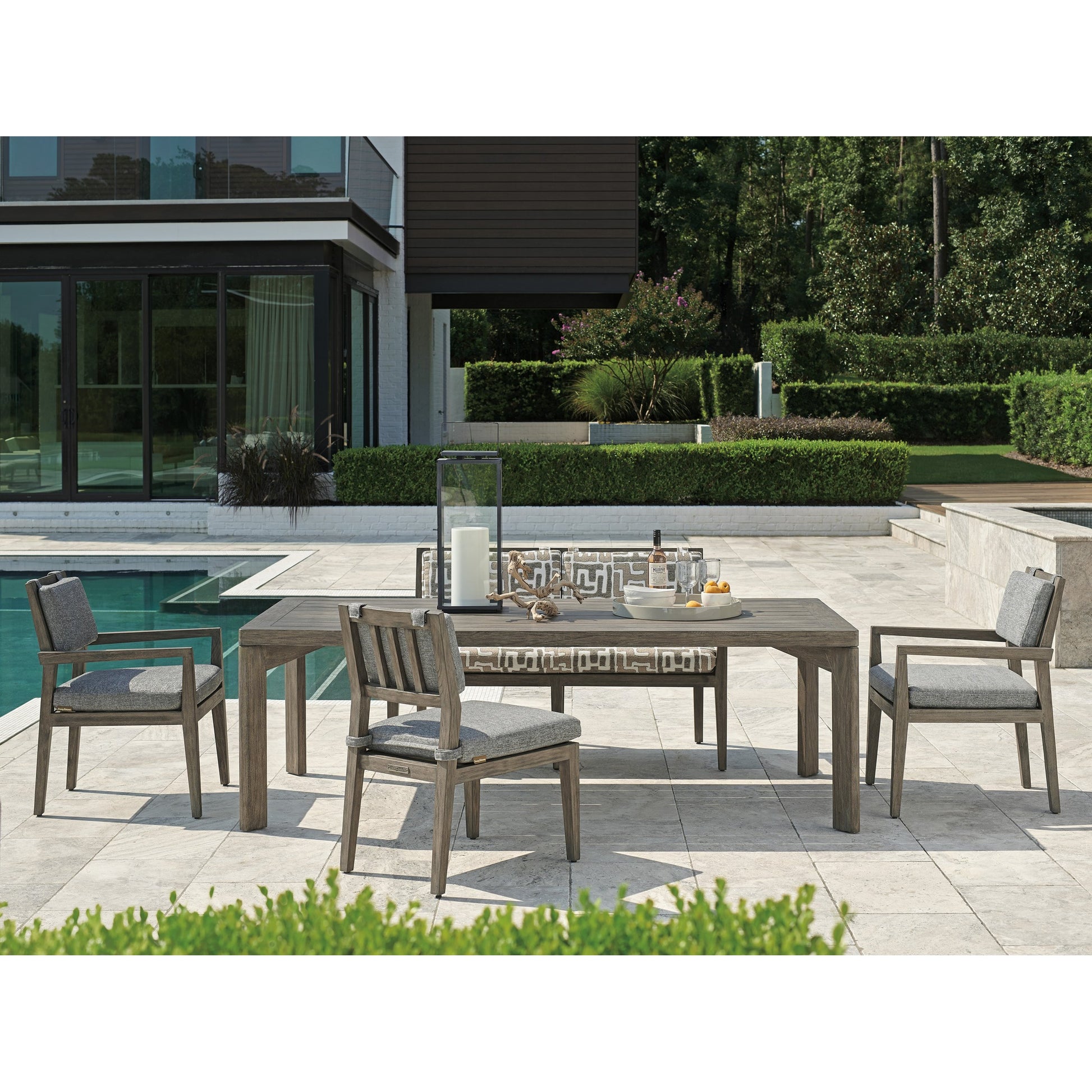 La Jolla Dining Table by Tommy Bahama Outdoor in vintage. Made from unique in a coastal style.