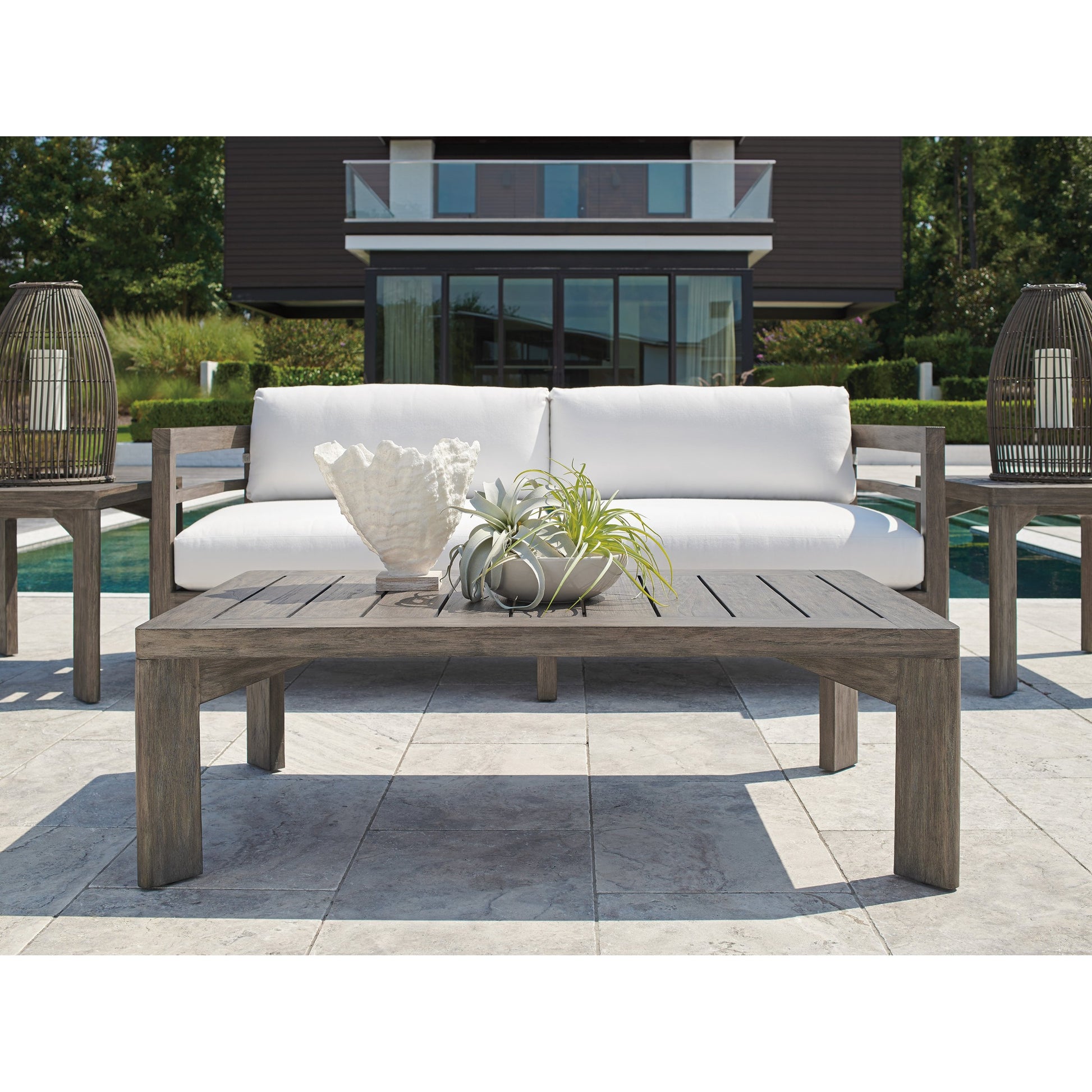 La Jolla Cocktail Table by Tommy Bahama Outdoor in vintage. Made from unique in a coastal style.