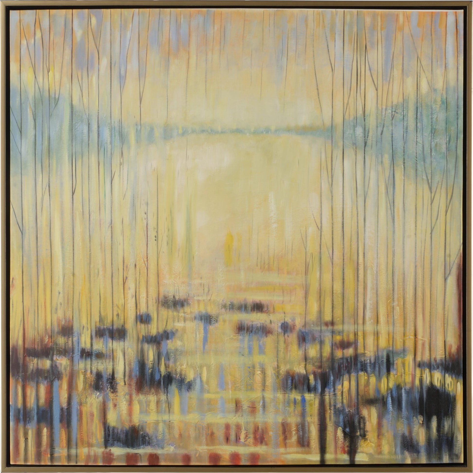 Spring Lake by Wildwood in gold. Made from oil on canvas, wood in a modern style.