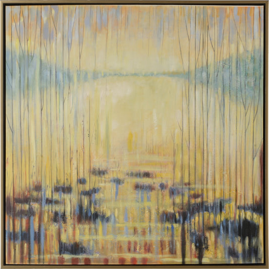 Spring Lake by Wildwood in gold. Made from oil on canvas, wood in a modern style.
