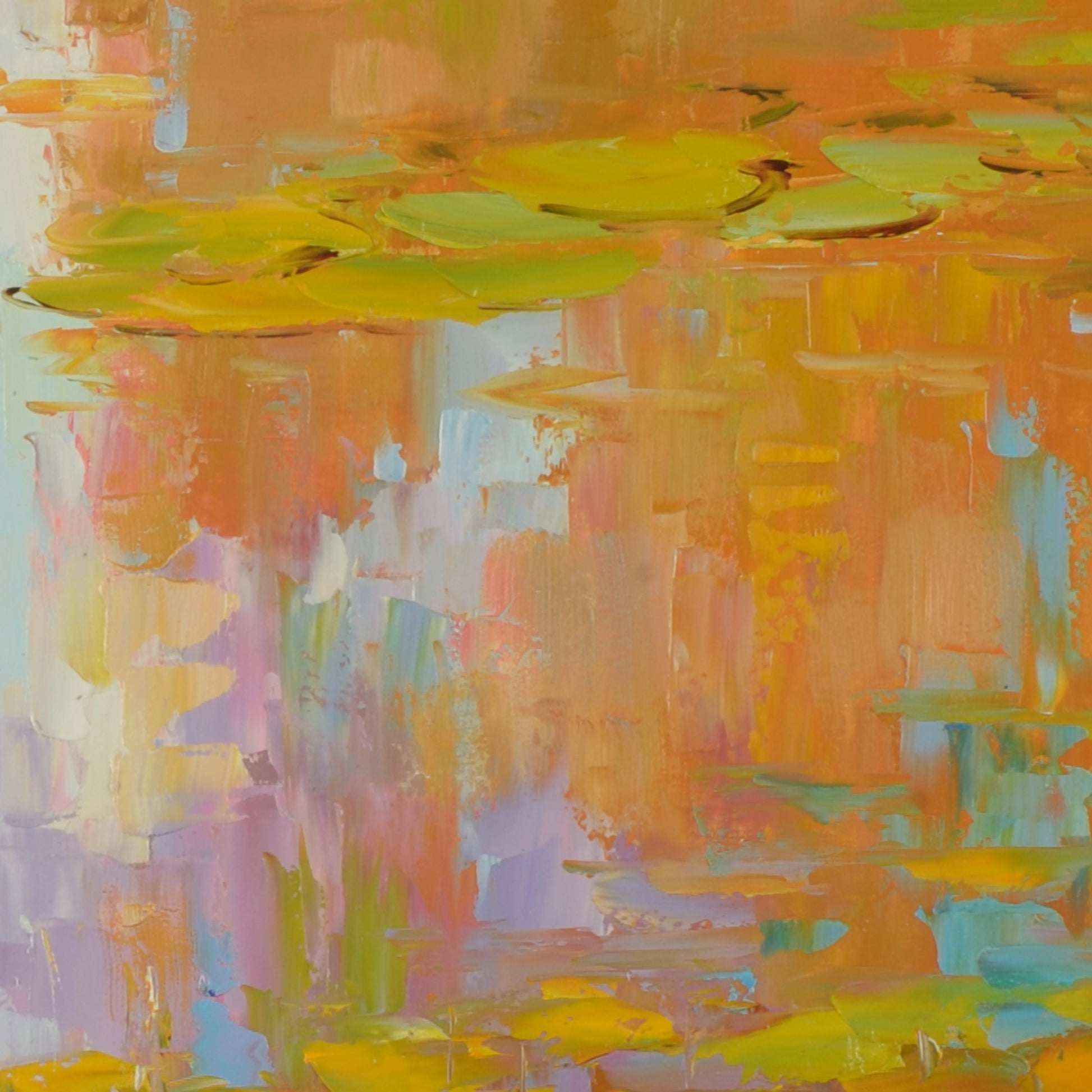 Morning Calm by Wildwood in gold, green. Made from oil on canvas, wood in a modern style.