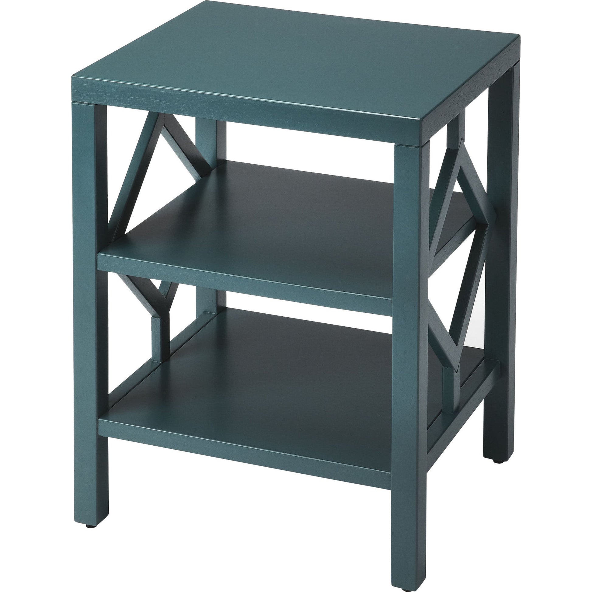 Halcyon Teal End Table by Butler Specialty Company in blue and butler loft. Made from bayur wood solids, mdf in a modern style.
