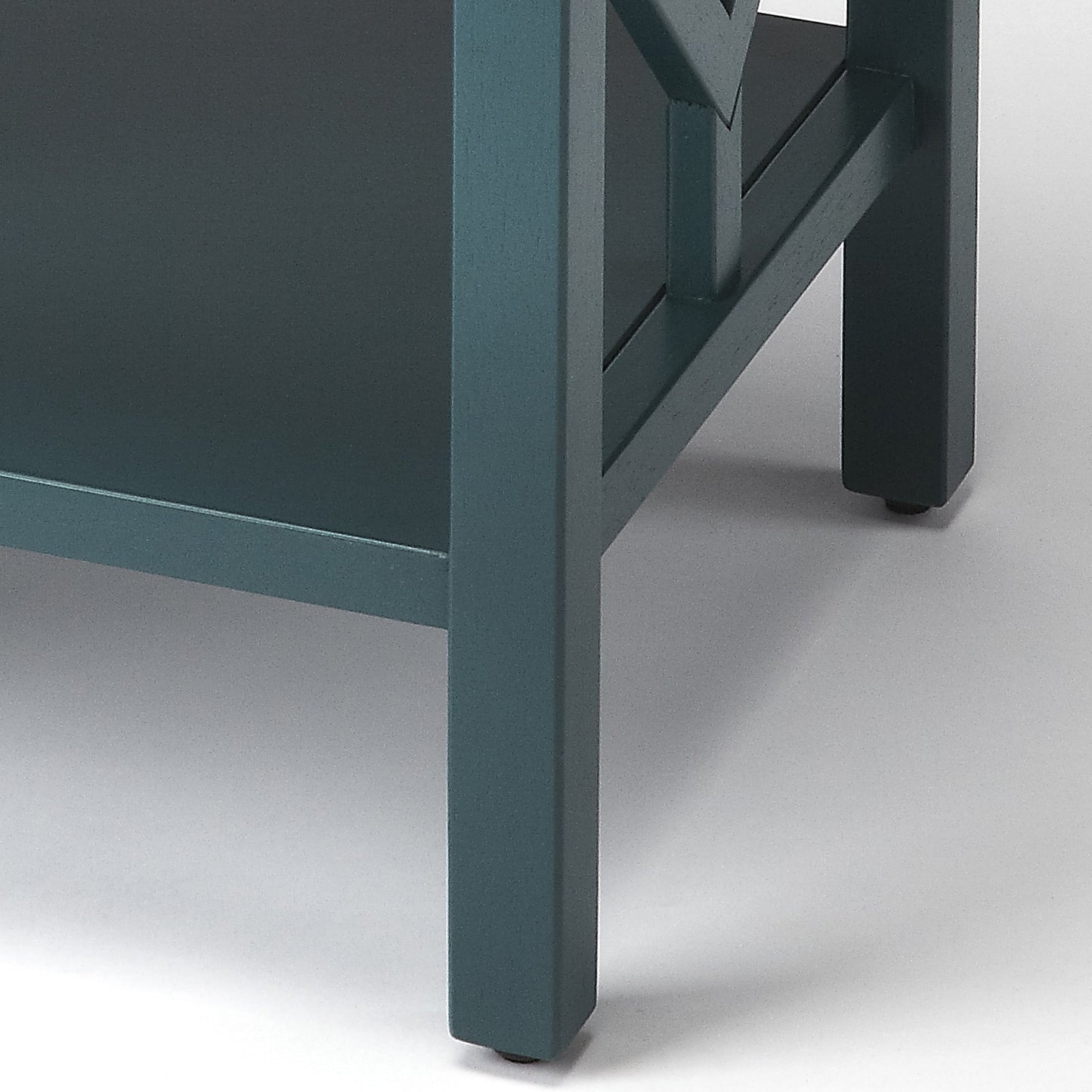 003 S-242611 | Closeup | Halcyon Teal End Table by Butler Specialty Company in blue and butler loft. Made from bayur wood solids, mdf in a modern style.
