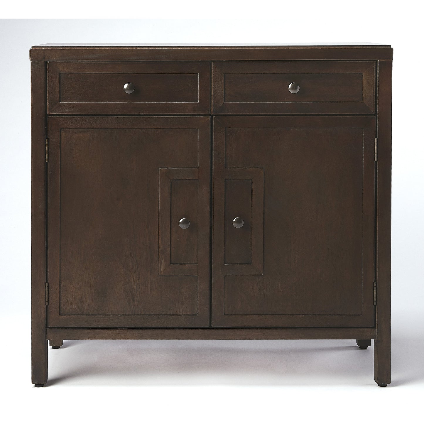 006 S-346257 | Additional Silo | Imperial Coffee Console Cabinet by Butler Specialty Company in dark brown and coffee. Made from bayur wood solids, mdf, silver finished steel hardware in a traditional style.