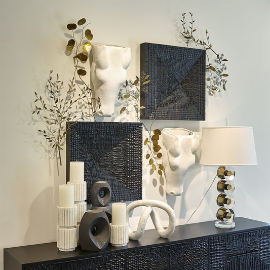 Channel Pillar Holder by Global Views in white marble. Made from banswara marble in a eclectic & global style.