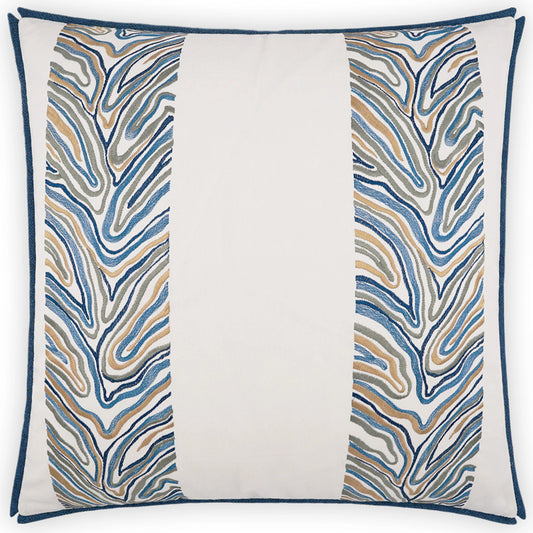 Blue Jungle Pillow by DV Kap Home in blue. Made from 100% cotton / embroidery: 100% viscose in a coastal style.