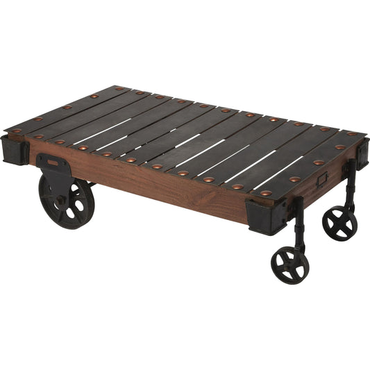 Chesterfield Industrial Chic Coffee Table by Butler Specialty Company in gray and industrial chic. Made from pine wood solids, iron in a cottage & farmhouse style.