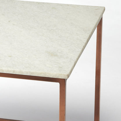 Holland Marble & Metal Coffee Table by Butler Specialty Company in copper and marble, metal. Made from iron, marble in a modern style.