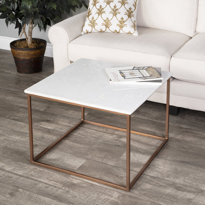 Holland Marble & Metal Coffee Table by Butler Specialty Company in copper and marble, metal. Made from iron, marble in a modern style.