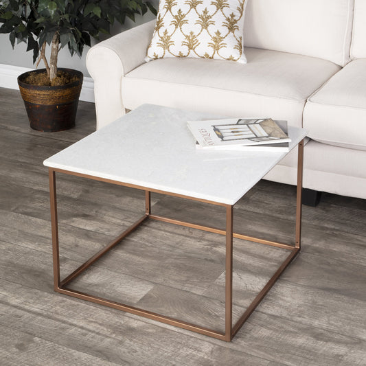 Holland Marble & Metal Coffee Table by Butler Specialty Company in copper and marble, metal. Made from iron, marble in a modern style.